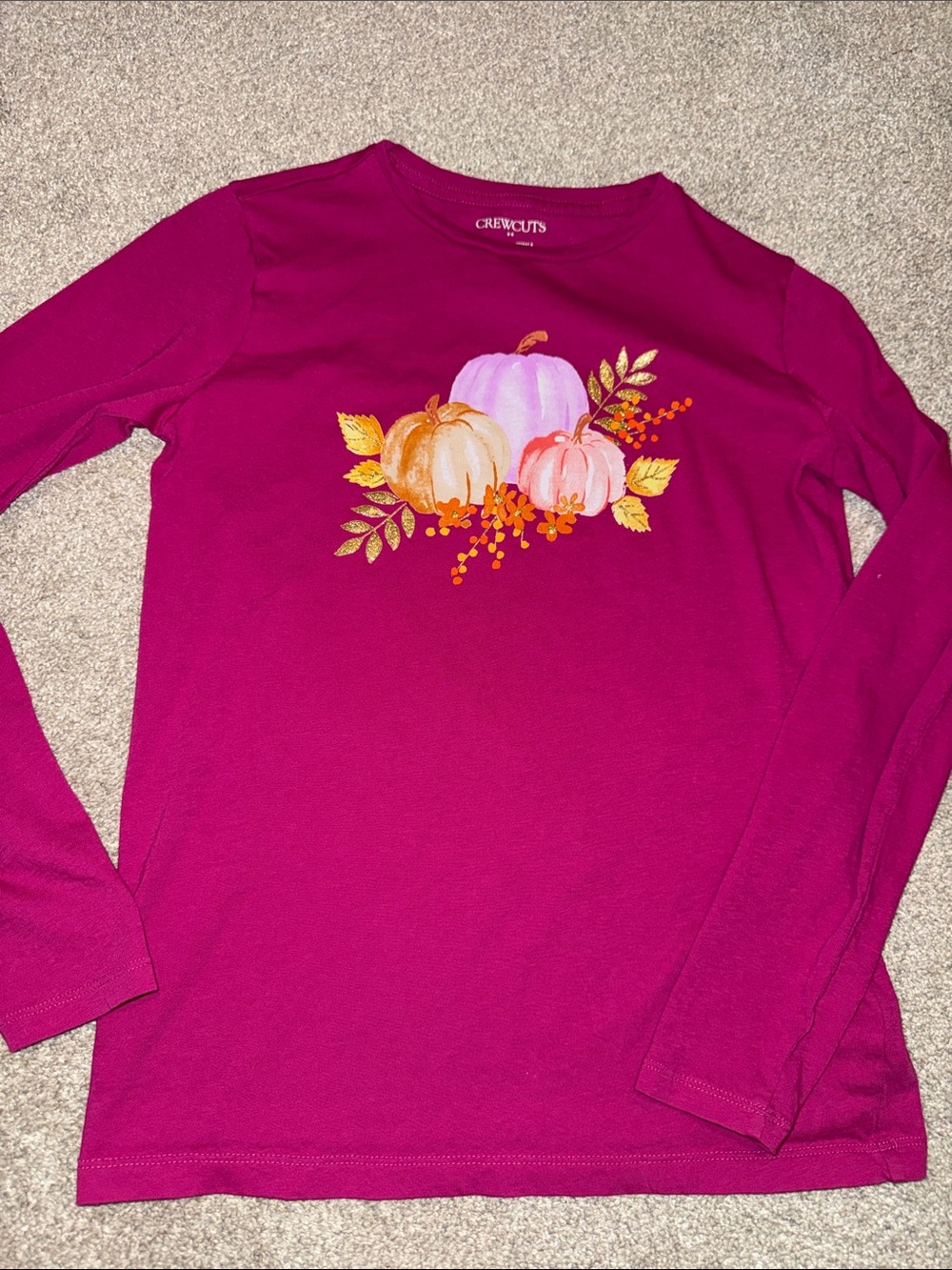 Crewcuts Fuchsia Long-Sleeve Tee with Pumpkin Graphic